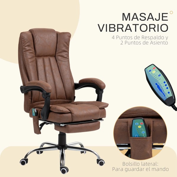 Massagestol - Kontorsstol - 6 Massagepunkter - Lutbar Rygg - Montering Krävs - För Kommersiellt Bruk - Brun