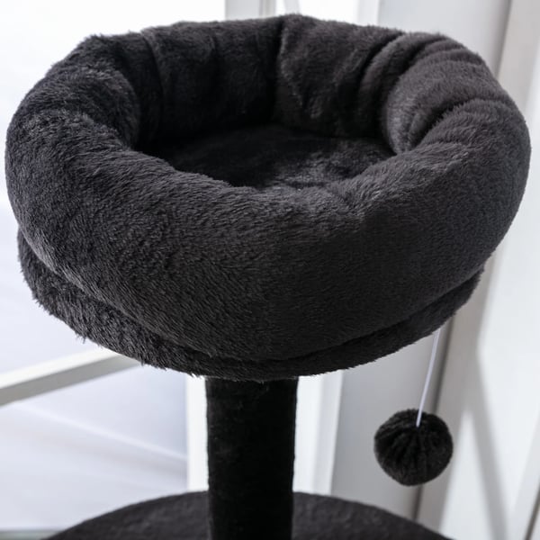 Katträd - Klösträd - 64,5×50,5×153 cm - 3 Nivåer, Grotta & Plattformar - Sisalstolpar, Hängande boll - Mörkgrå