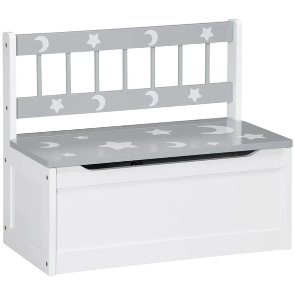 Leksakskista för barn - 2‑i‑1 förvaring - Med lock - 60x30x50 cm - MDF & furu - Monteras - Från 18 månader