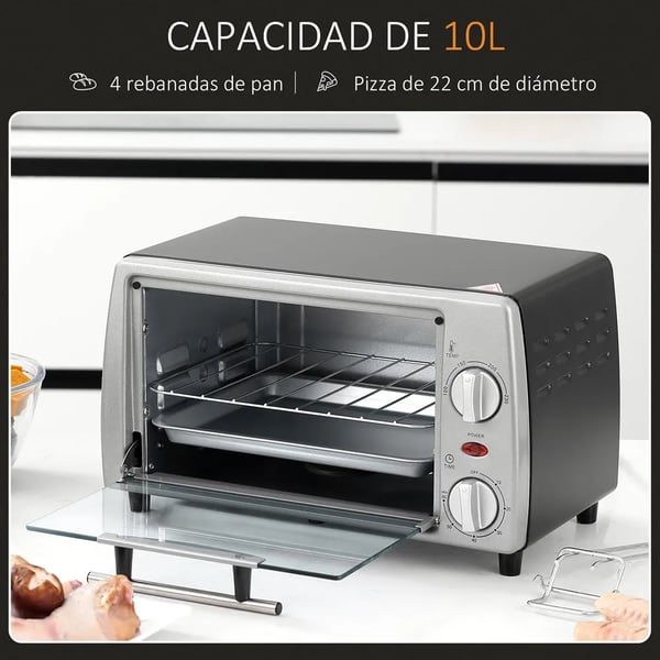 Elektrisk Miniugn - Bordsugn - Kapacitet Under 10 L - 750 W - Upp Till 230 °C - 36,5 × 26 × 22 cm - Nätström (AC) - Silver