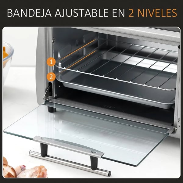 Elektrisk Miniugn - Bordsugn - Kapacitet Under 10 L - 750 W - Upp Till 230 °C - 36,5 × 26 × 22 cm - Nätström (AC) - Silver