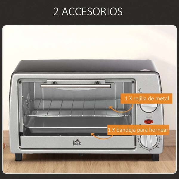 Elektrisk Miniugn - Bordsugn - Kapacitet Under 10 L - 750 W - Upp Till 230 °C - 36,5 × 26 × 22 cm - Nätström (AC) - Silver