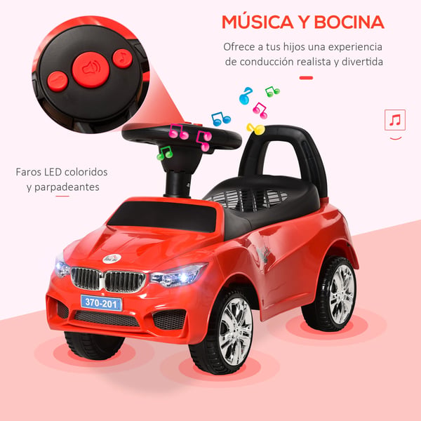 Gåbil för barn - Ride-on bil - 18–36 månader - Musik och strålkastare - 63,5 x 28 x 36 cm - Röd