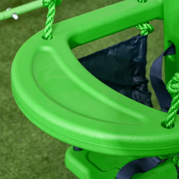 Småbarnsgunga med ställning - För 6–36 månader - 122×146×122 cm - Stål & polyeten - Grön