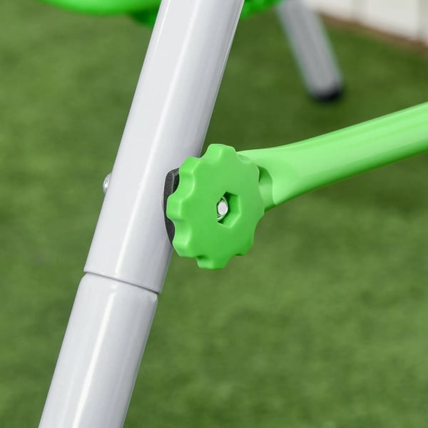 Småbarnsgunga med ställning - För 6–36 månader - 122×146×122 cm - Stål & polyeten - Grön