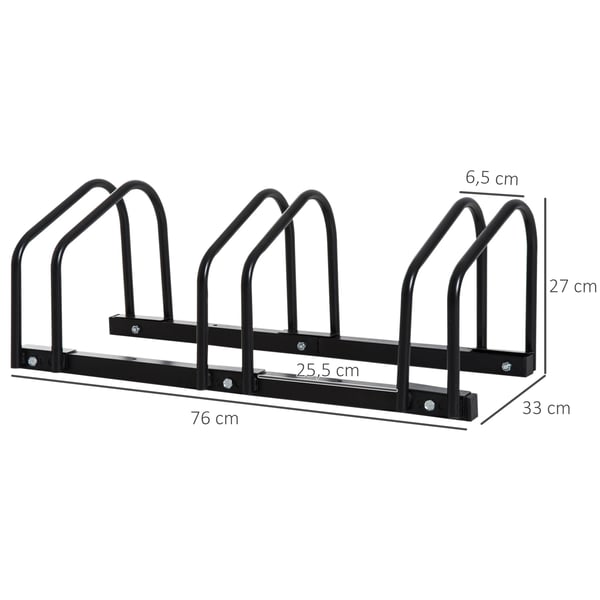 Cykelparkering - Cykelställ för 3 cyklar - 76×33×27 cm - Svart