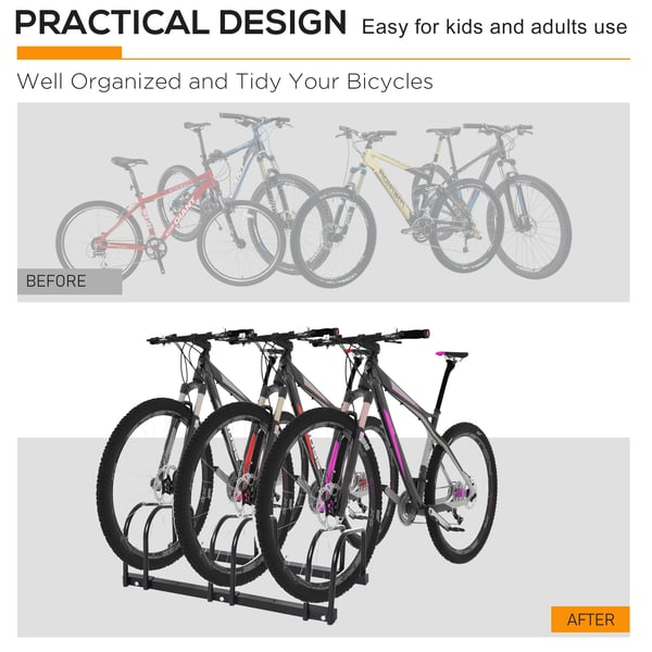 Cykelparkering - Cykelställ för 3 cyklar - 76×33×27 cm - Svart