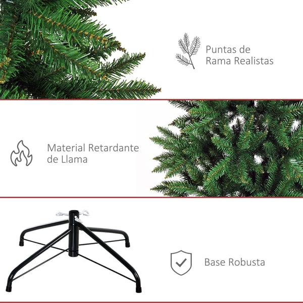 Konstgjord julgran - Med stativ - Höjd 210 cm - Med 865 grenar - PVC - Ljusgrön