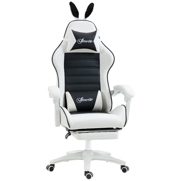 Gamingstol - Kontorsstol - Svängbar - Justerbar Höjd - PU-läder - Med Armstöd - Med Hjul - 65x63x142 cm - Svart