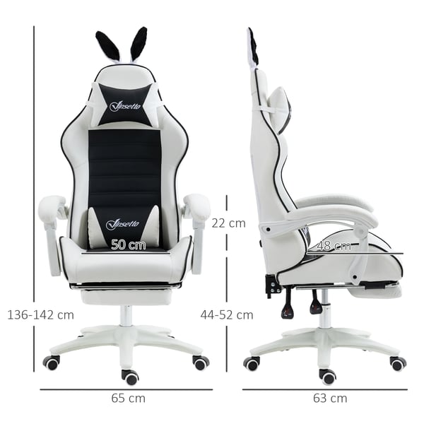 Gamingstol - Kontorsstol - Svängbar - Justerbar Höjd - PU-läder - Med Armstöd - Med Hjul - 65x63x142 cm - Svart
