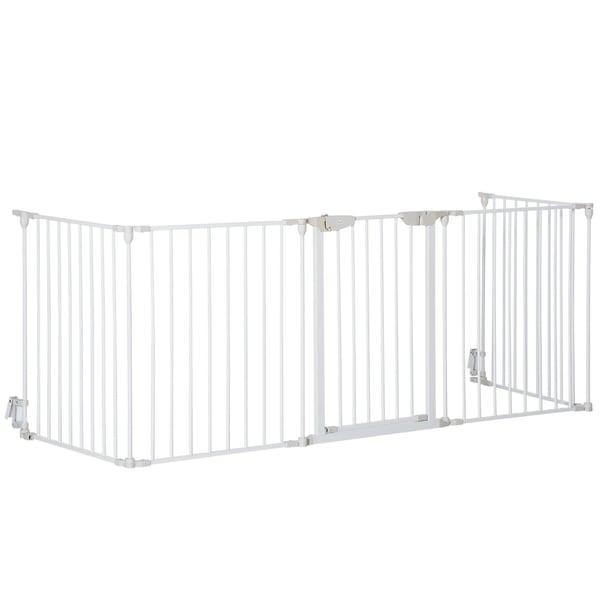Hundgrind/lekhage - 5 paneler - 300 cm - Metall och plast - Vit