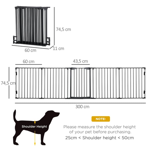Hundgrind/lekhage - 5 paneler - 300 cm - Metall och plast - Vit