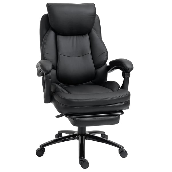 Kontorsstol - Skrivbordsstol - Justerbar höjd - Tilt/gung - Infällbart fotstöd - 73x66x118 cm - PU-läder & stål - Svart