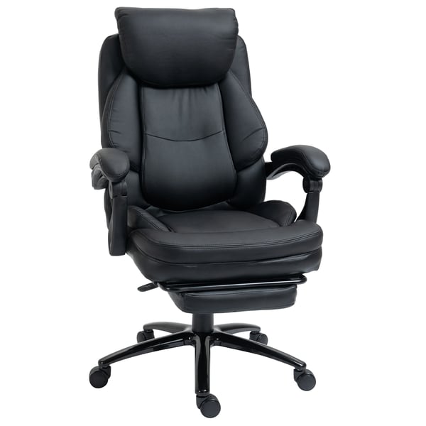 Kontorsstol - Skrivbordsstol - Justerbar höjd - Tilt/gung - Infällbart fotstöd - 73x66x118 cm - PU-läder & stål - Svart