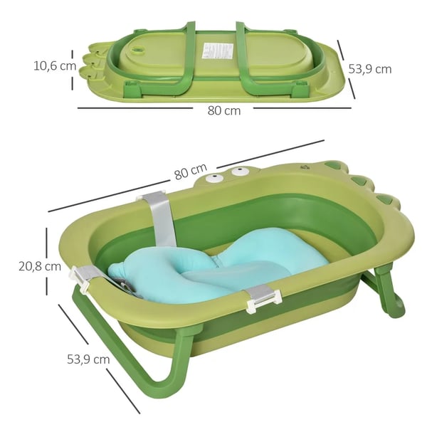 Babybadbalja - Hopfällbar - 50 l - 80 x 53,9 x 20,8 cm - Med kudde - För 0–3 år