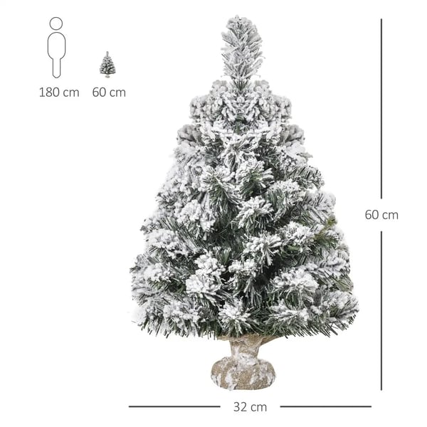 Konstgjord julgran - Mini bordsgran - 60 cm höjd - 67 grenar - Bas Ø 32 cm - Utan belysning - Grön
