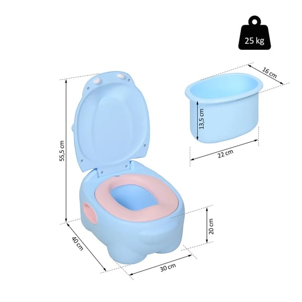 Babypotta - Barnpotta 2-i-1 - Avtagbar insats - Flodhästdesign - 40×30×23 cm - Blå