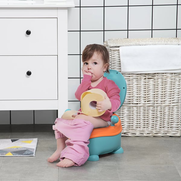 Bärbar Babypotta - Potta - Med Lock - 6–36 Månader - Tecknat Motiv - Unisex - 35,6×35,7×22,2 cm - Blå