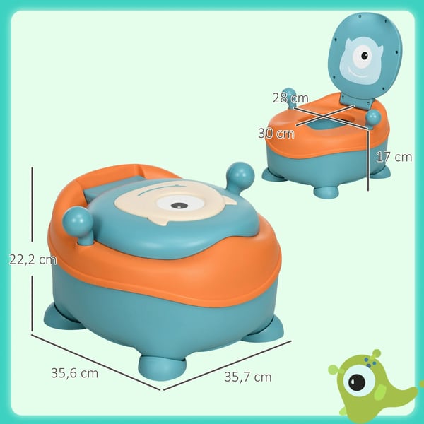Bärbar Babypotta - Potta - Med Lock - 6–36 Månader - Tecknat Motiv - Unisex - 35,6×35,7×22,2 cm - Blå