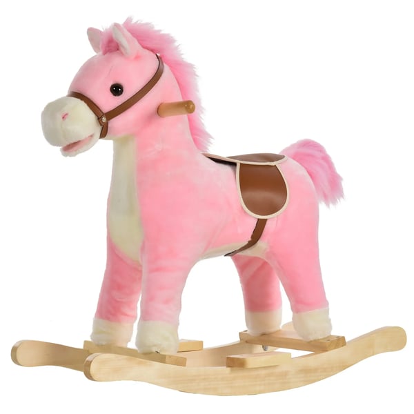 Gunghäst - Ridleksak - Rörlig Mun och Svans - Med Musik - 36–72 Månader - 65 x 32,5 x 61 cm - Rosa
