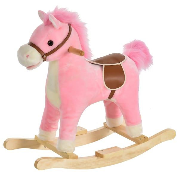 Gunghäst - Ridleksak - Rörlig Mun och Svans - Med Musik - 36–72 Månader - 65 x 32,5 x 61 cm - Rosa