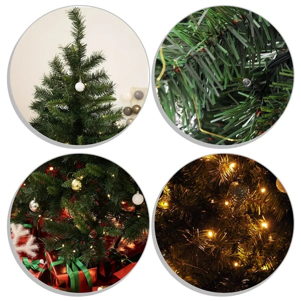 Konstgran - Julgran med LED - 180 cm - Med fot - Ljusgrön