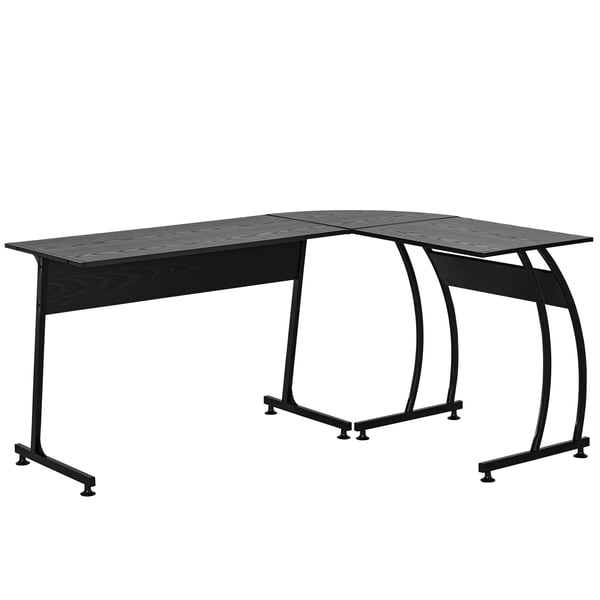Hörnskrivbord - Datorbord - L-format - Stor arbetsyta - 112,5 x 152 x 74 cm - Svart