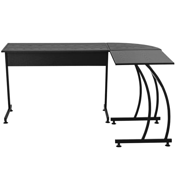 Hörnskrivbord - Datorbord - L-format - Stor arbetsyta - 112,5 x 152 x 74 cm - Svart