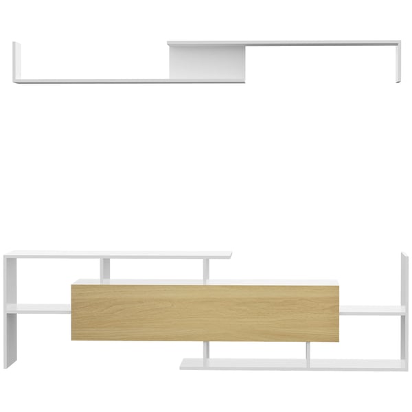 TV-bänk med hylla - Vardagsrumsmöbel - Modern Stil - Melamin - 153,6x25x42 cm - Hylla 150x14,5x16,3 cm - Naturvit
