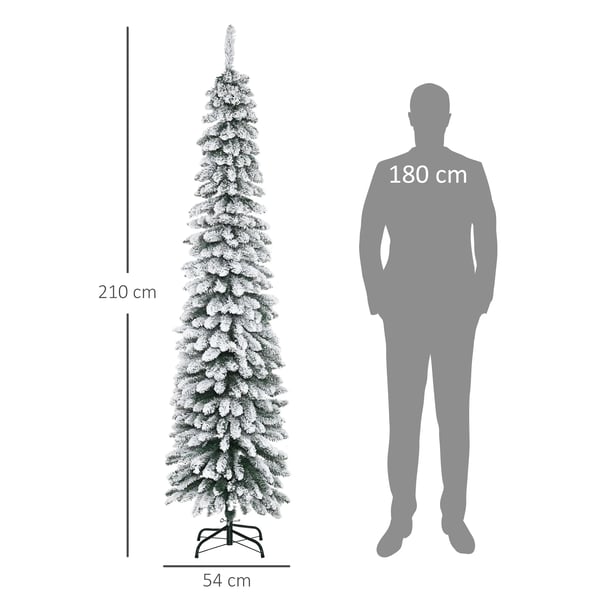 Konstgjord julgran - Snöflockad PVC-gran - 2,1 m - 490 grenar - Utan belysning - Olivgrön