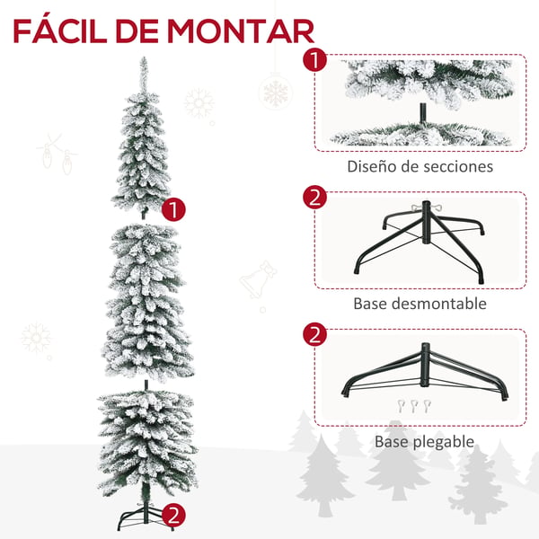 Konstgjord julgran - Snöflockad PVC-gran - 2,1 m - 490 grenar - Utan belysning - Olivgrön