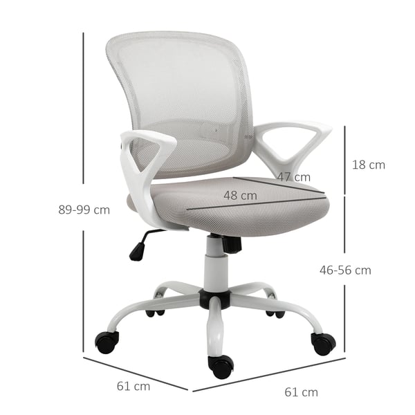 Kontorsstol - Skrivbordsstol - Skumstoppning - Nylon - Metallnät - 61x61x99 cm - Montering krävs - För kommersiellt bruk - Grå