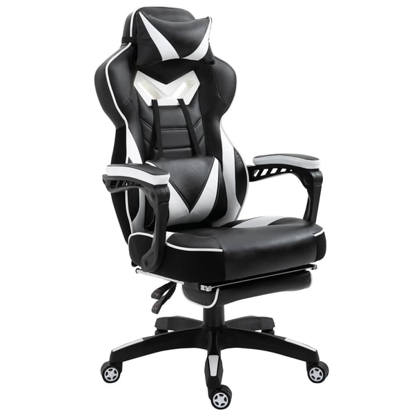 Ergonomisk gamingstol - Kontorsstol i racingstil - Lutande ryggstöd - Mått 65×70×118,5–126,5 cm - Montering krävs - Svart