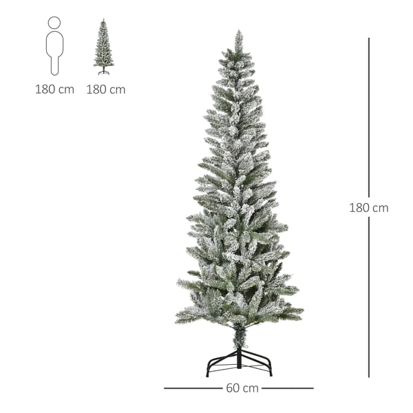 Konstgjord julgran - Snötäckt - 180 cm - 394 grenar - Fällbart stativ - Utan belysning