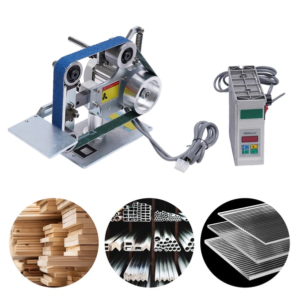 Elektrisk mini båndsliber - Båndslibemaskine sæt - 220V - 550W - Børsteløs motor - 5000 rpm - 30 m/s - 762x25 mm - Sort