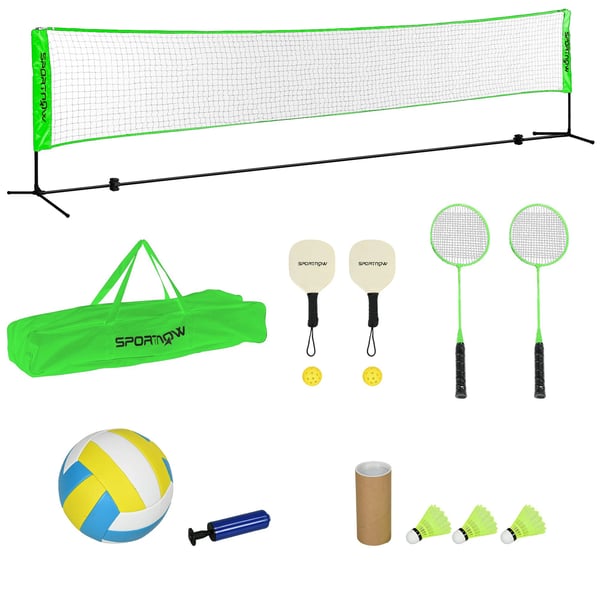 Badmintonset - 7 Delar - Svart och Grön