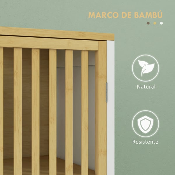 Badrumsskåp - Tvättställsunderskåp - 60x30x70 cm - Bambu & MDF - Montering krävs - Vit