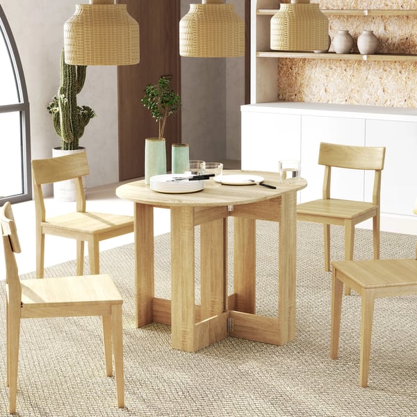 Klaffbord - Matbord - Två Fällbara Klaffar - Mått 104 x 76 x 73,7 cm - Modern Stil - Montering Krävs - Ek