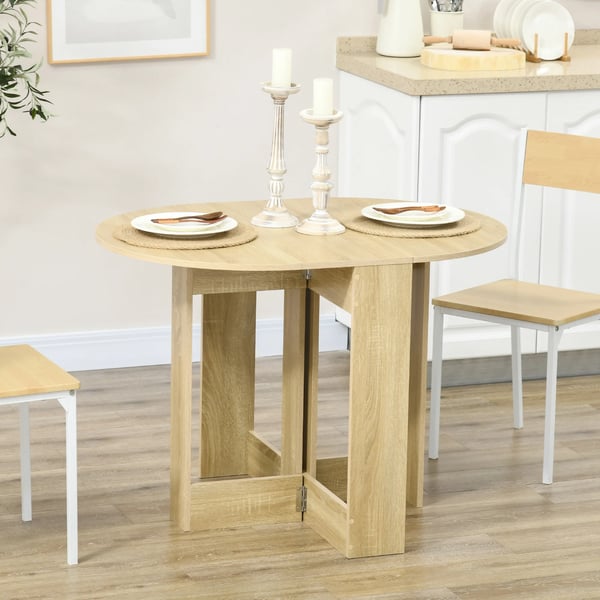Klaffbord - Matbord - Två Fällbara Klaffar - Mått 104 x 76 x 73,7 cm - Modern Stil - Montering Krävs - Ek