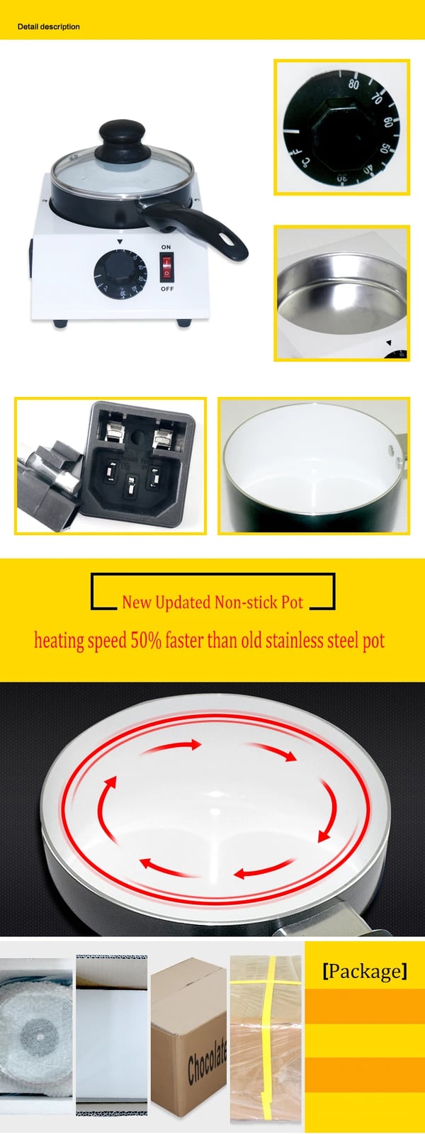 Opvarmet chokoladesmeltegryde, elektrisk tempereringsmaskine, non-stick, 40 W, 220 V