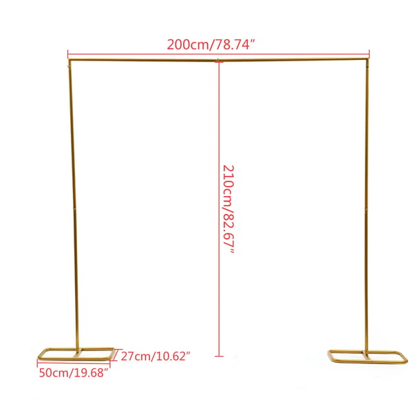 Bryllupsbue & Baggrundsstativ - Metalramme - 210 x 200 cm - Firkantet - Fritstående - Til Ballonbue - Guld