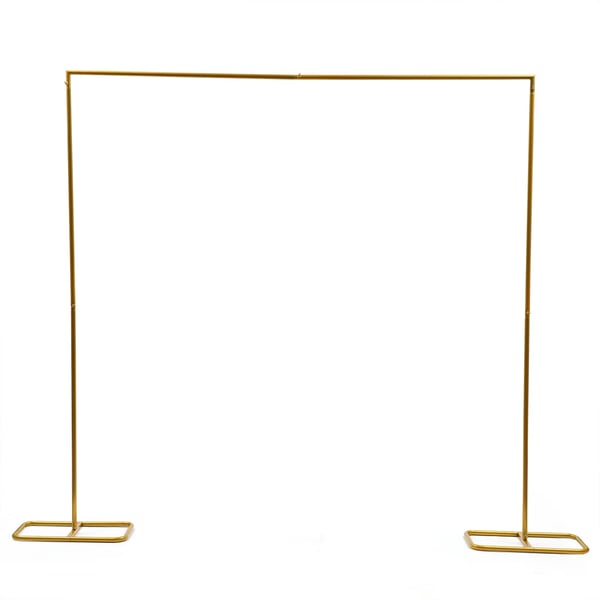 Bryllupsbue & Baggrundsstativ - Metalramme - 210 x 200 cm - Firkantet - Fritstående - Til Ballonbue - Guld