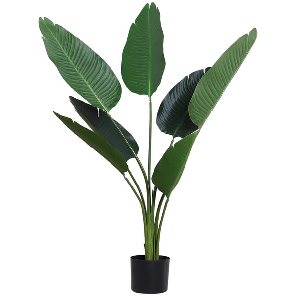 Konstgjord palm - Konstväxt i kruka - 120 cm hög - Kruka Ø 15 cm - 7 blad - För utomhus - Plast