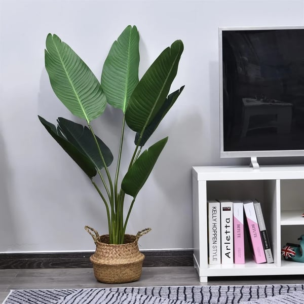 Konstgjord palm - Konstväxt i kruka - 120 cm hög - Kruka Ø 15 cm - 7 blad - För utomhus - Plast