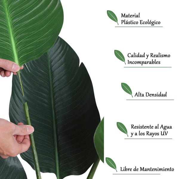 Konstgjord palm - Konstväxt i kruka - 120 cm hög - Kruka Ø 15 cm - 7 blad - För utomhus - Plast