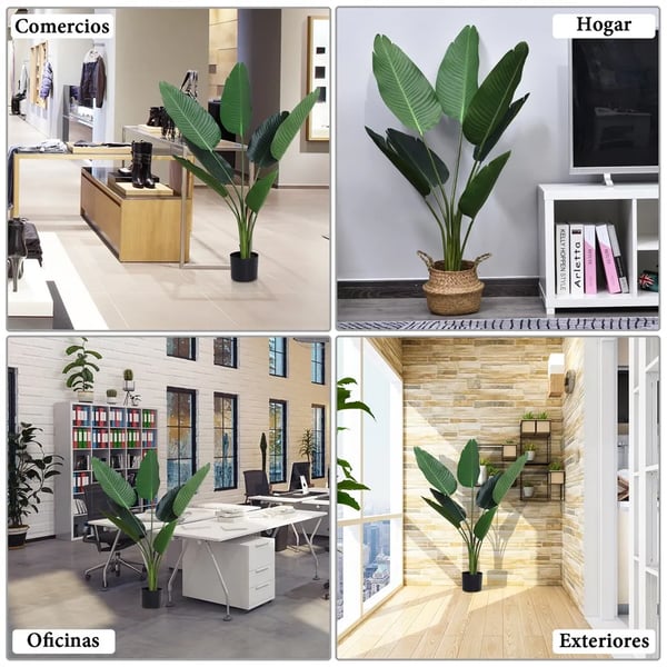 Konstgjord palm - Konstväxt i kruka - 120 cm hög - Kruka Ø 15 cm - 7 blad - För utomhus - Plast