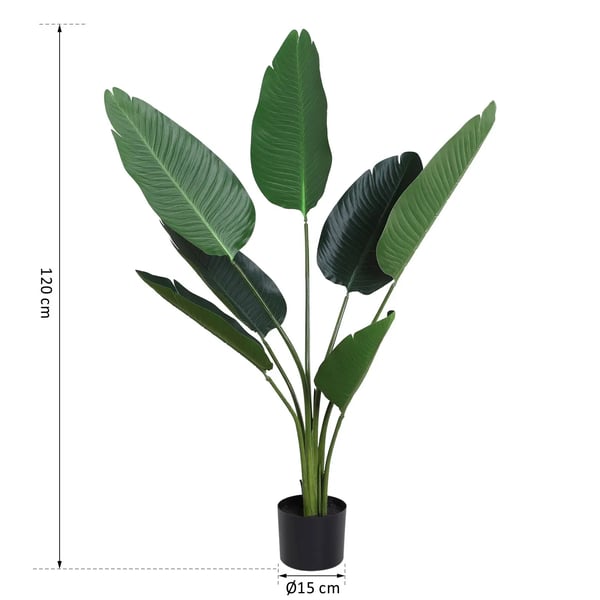 Konstgjord palm - Konstväxt i kruka - 120 cm hög - Kruka Ø 15 cm - 7 blad - För utomhus - Plast