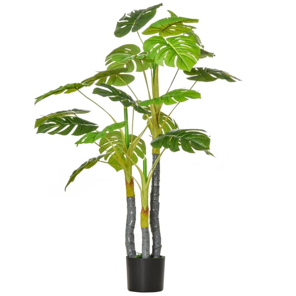 Monstera - Konstväxt i Kruka - Höjd 120 cm - Med 20 Blad - PE-Plast - För Utomhus - Mått 17x17x120 cm - Grön