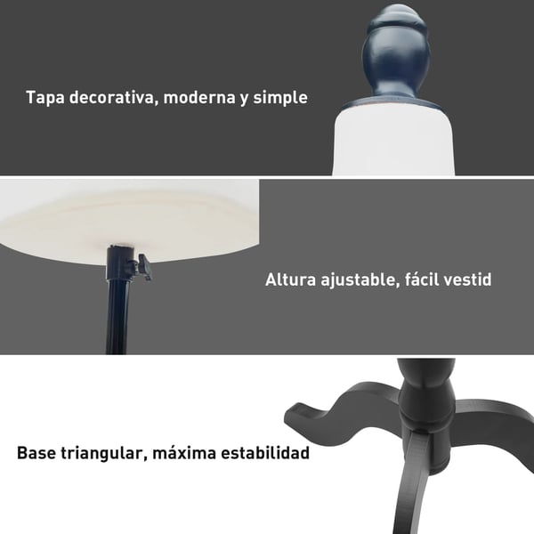 Skräddardocka/Provdocka - Helkropp - Dam - Justerbar höjd 130–168 cm - Vitt trebensstativ i trä