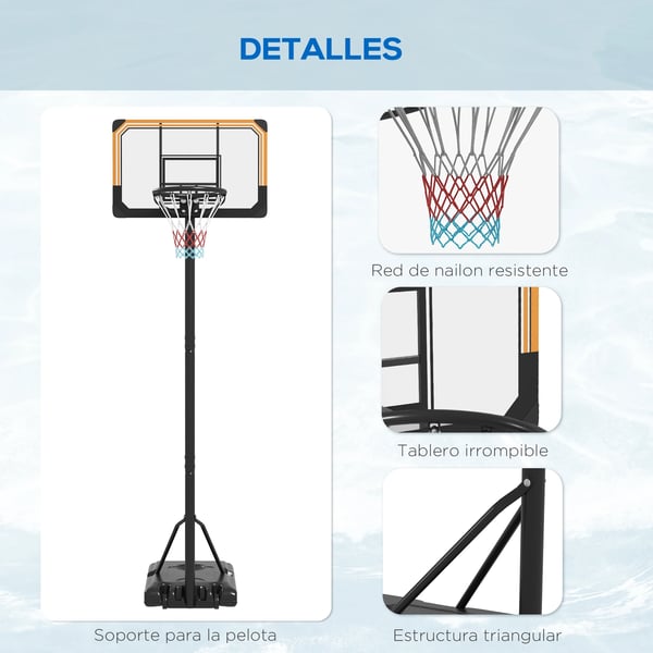 Basketkorg - Utomhus - Höjdjusterbar 235–264 cm - Svart